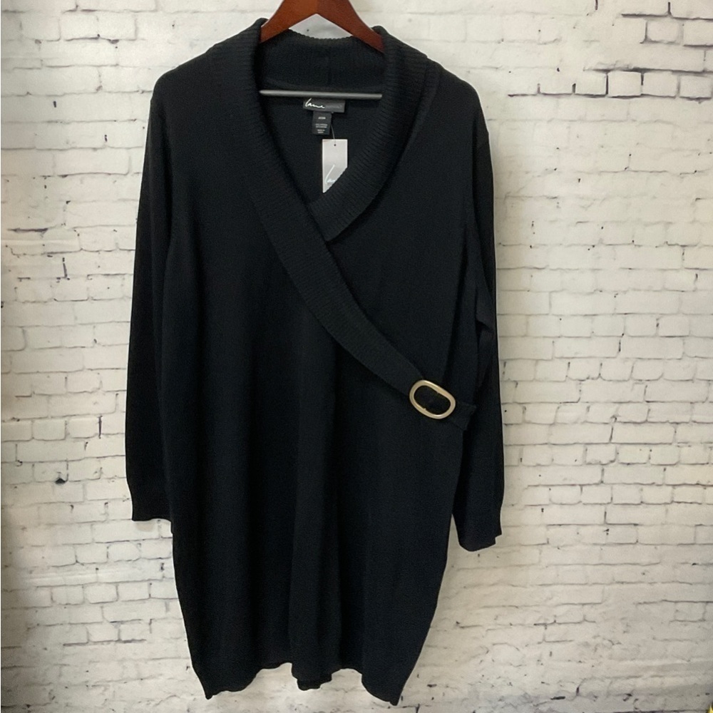 Lane‎ Bryant Women Black Knee Length Sweater Dress W/ Buckle Sz. 22/24